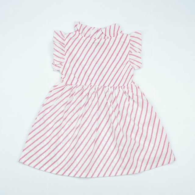 FROCK WOOVEN RED STRIPES INFANT