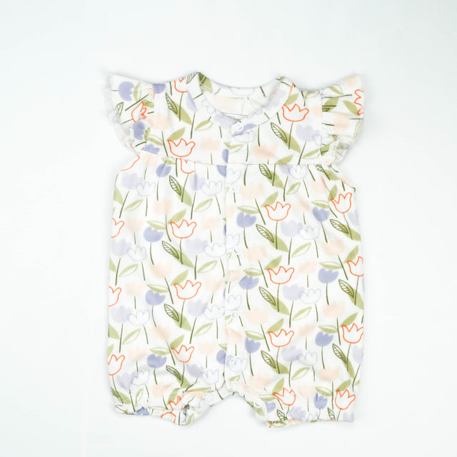 JUMSUIT HALF SLEEVE POLKA FLORAL INFANT