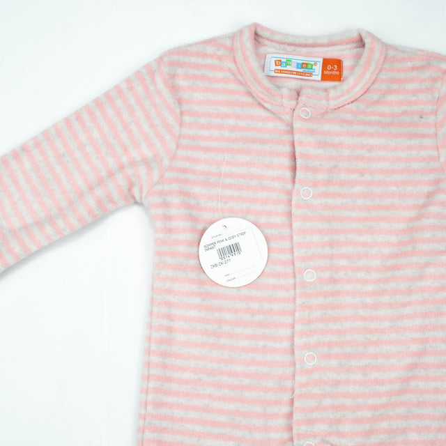 ROMPER PINK & GREY STRIP INFANT