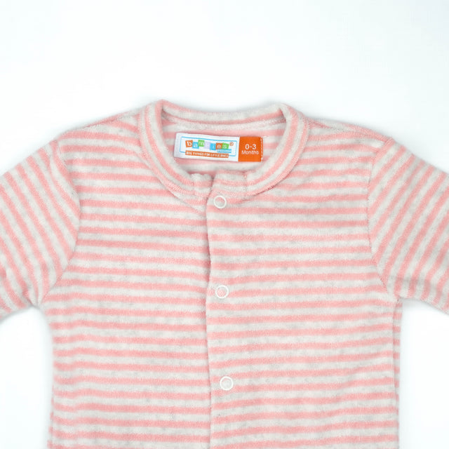 ROMPER PINK & GREY STRIP INFANT