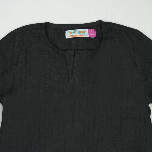 KURTI ROUND COLLAR BOYS BLACK TODDLER