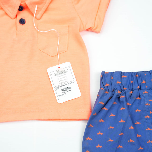 SUIT 2 PC ORANGE SHARK INFANT