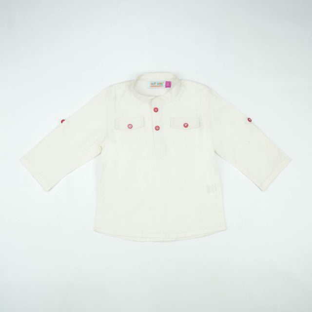 SHIRT KURTA FRONT POCKET BOYS WHITE TOODLER