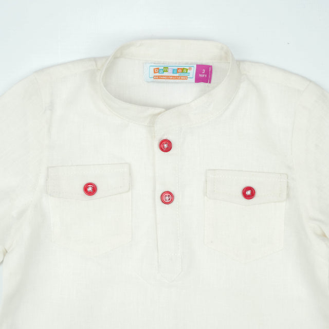 SHIRT KURTA FRONT POCKET BOYS WHITE TOODLER