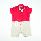 BODYSUIT FANCY WITH PLEATS & BOW RED INFANT
