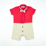 BODYSUIT FANCY WITH PLEATS & BOW RED INFANT