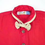 BODYSUIT FANCY WITH PLEATS & BOW RED INFANT