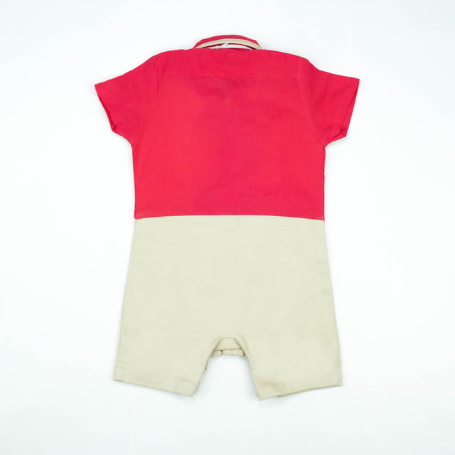 BODYSUIT FANCY WITH PLEATS & BOW RED INFANT