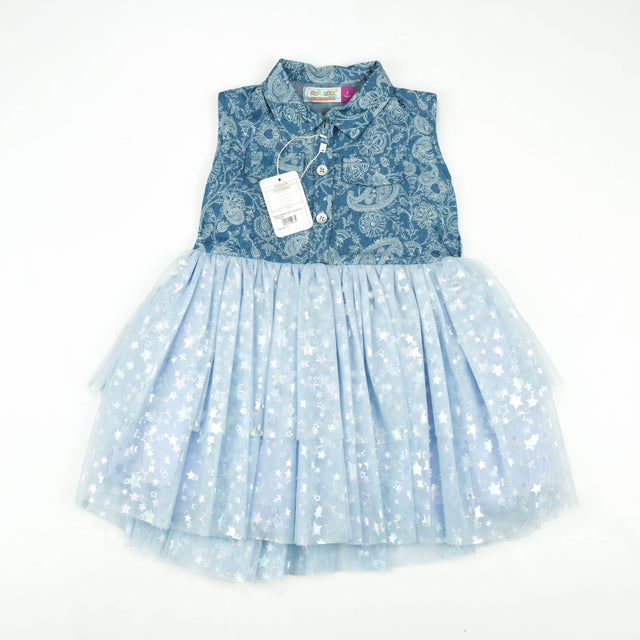 FROCK DENIM WITH BLUE NET TODDLER