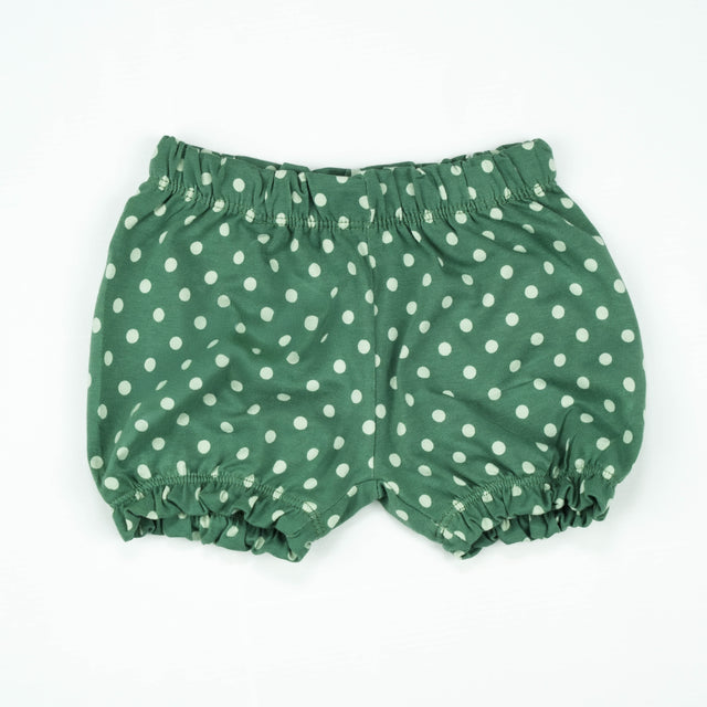 SHORT ELASTAIC BOTTOM GIRLS GREEN POLKA INFANT