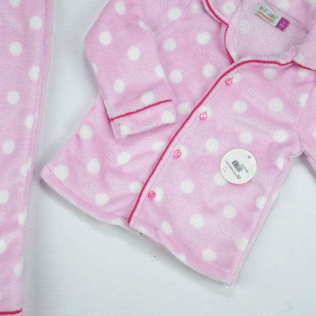 NIGHT SUIT FLEECES PINK POLKA