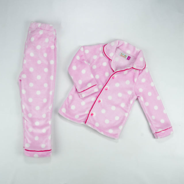 NIGHT SUIT FLEECES PINK POLKA