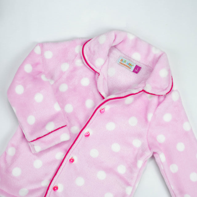 NIGHT SUIT FLEECES PINK POLKA