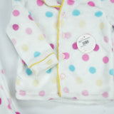 NIGHT SUIT FLEECES WHITE POLKA