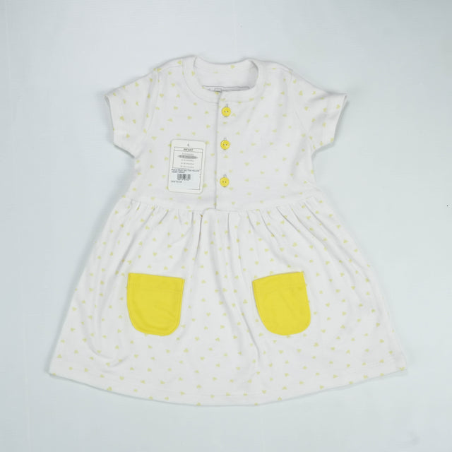 FROCK FRONT BUTTON YELLOW HEART INFANT