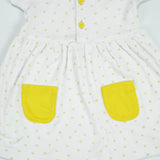 FROCK FRONT BUTTON YELLOW HEART INFANT