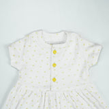 FROCK FRONT BUTTON YELLOW HEART INFANT