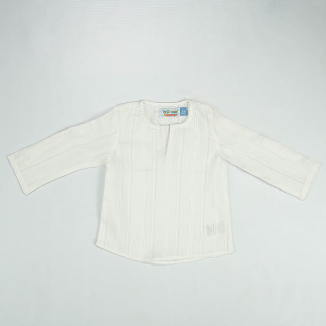 KURTI ROUND COLLAR BOYS WHITE INFANT