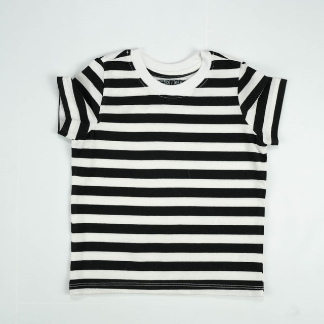 T SHIRT WHITE BLACK STRIPES TODDLER