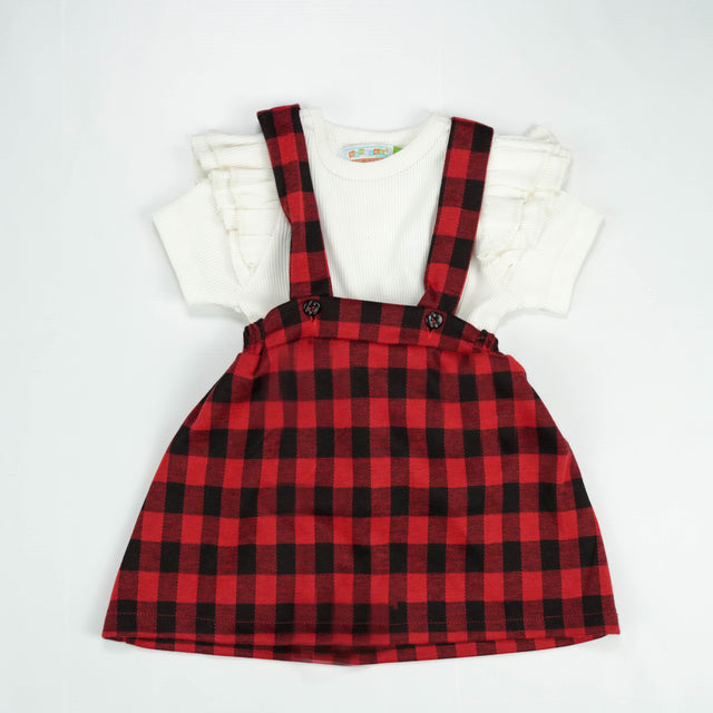 FROCK 2 PC SET RED INFANT