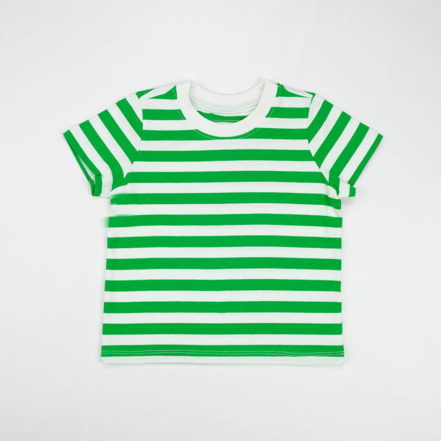 T SHIRT WHITE GREEN STRIPES TODDLER