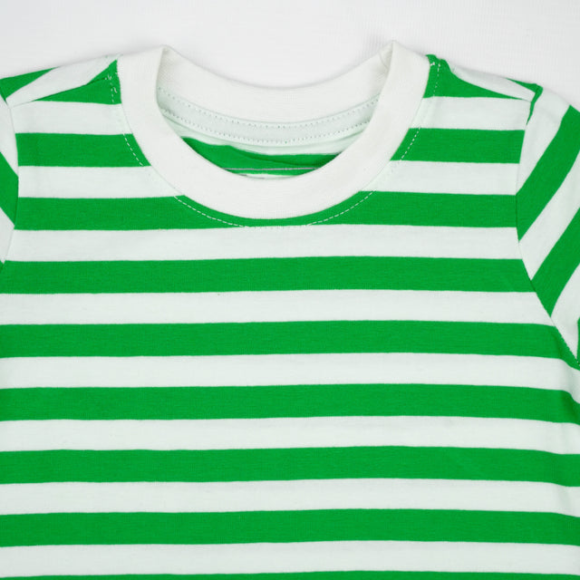 T SHIRT WHITE GREEN STRIPES TODDLER