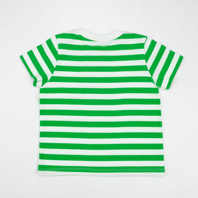 T SHIRT WHITE GREEN STRIPES TODDLER