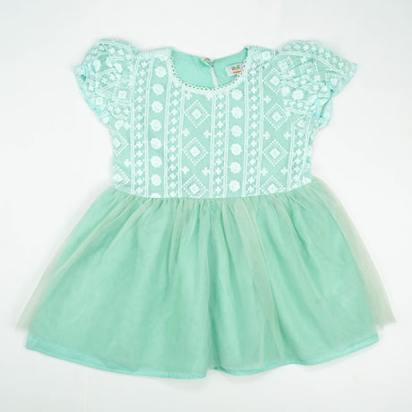 FROCK PUFF SLEEVE NET MINT INFANT