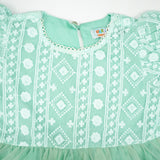 FROCK PUFF SLEEVE NET MINT INFANT