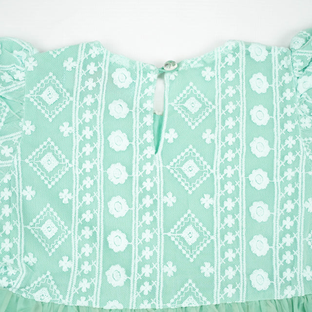 FROCK PUFF SLEEVE NET MINT INFANT