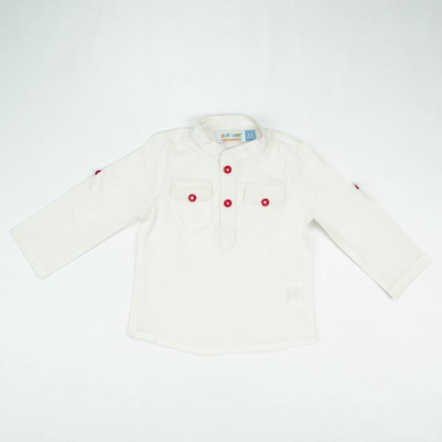 SHIRT KURTA FRONT POCKET BOYS WHITE INFANT