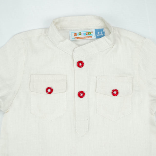 SHIRT KURTA FRONT POCKET BOYS WHITE INFANT