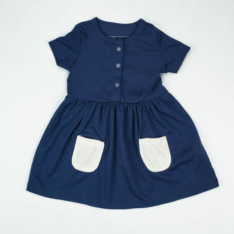 FROCK FRONT BUTTON NAVY INFANT