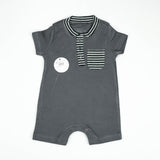 BODYSUIT STIPES COLLAR CHARCOAL INFANT