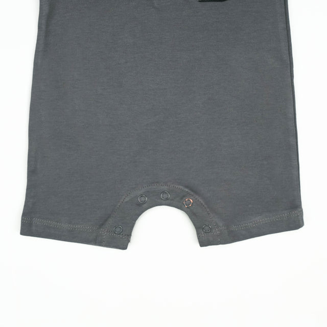 BODYSUIT STIPES COLLAR CHARCOAL INFANT