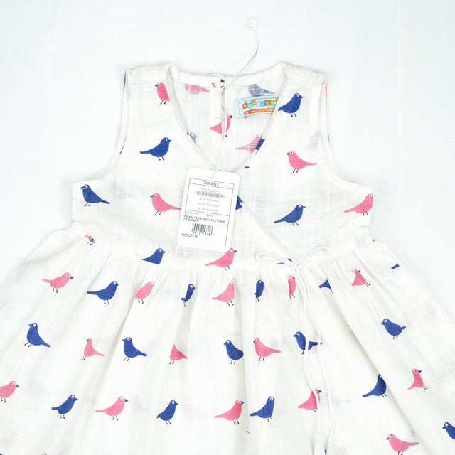 FROCK MOCK NECK MULTI BIRDS INFANT