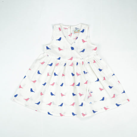 FROCK MOCK NECK MULTI BIRDS INFANT