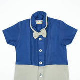 BODYSUIT FANCY WITH PLEATS & BOW BLUE INFANT