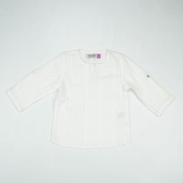 KURTI ROUND COLLAR BOYS WHITE TODDLER