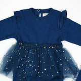 ROMPER NET RUFFLE WITH BIB NAVY INFANT