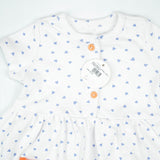 FROCK FRONT BUTTON LT BLUE HEART INFANT