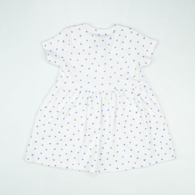 FROCK FRONT BUTTON LT BLUE HEART INFANT