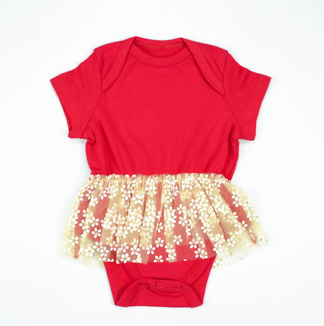 BODYSUIT WITH FRILL RED INFANT