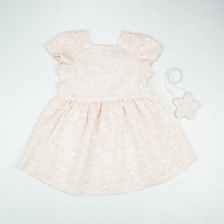 FROCK JACQUARD SLEEVE PEACH TODDLER