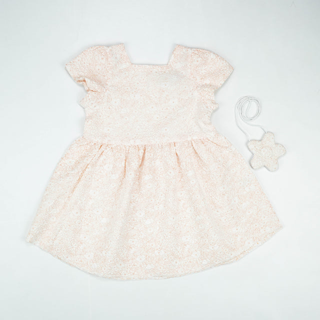 FROCK JACQUARD SLEEVE PEACH TODDLER