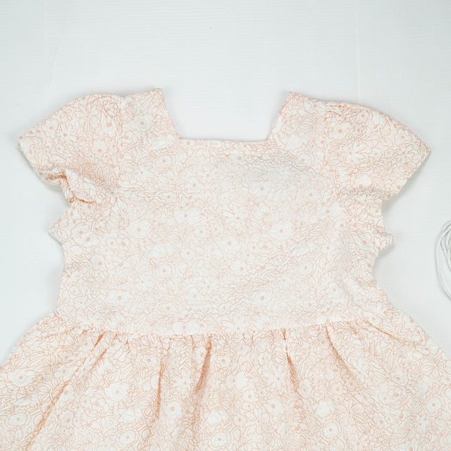 FROCK JACQUARD SLEEVE PEACH TODDLER