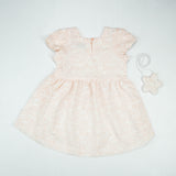 FROCK JACQUARD SLEEVE PEACH TODDLER