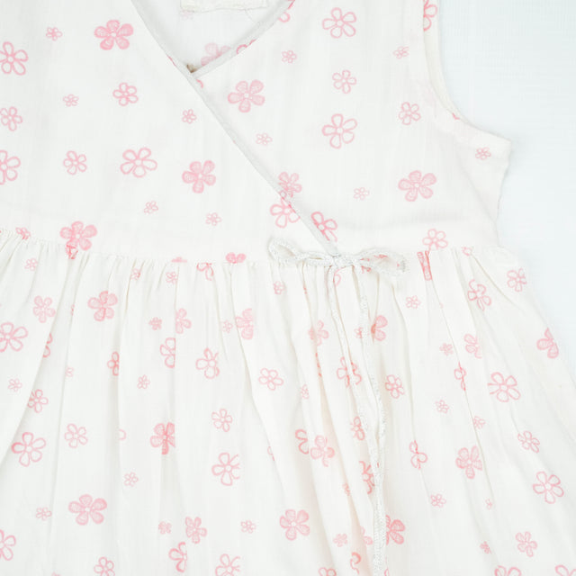 FROCK MOCK NECK PINK FLOWER INFANT