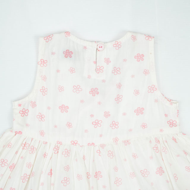 FROCK MOCK NECK PINK FLOWER INFANT