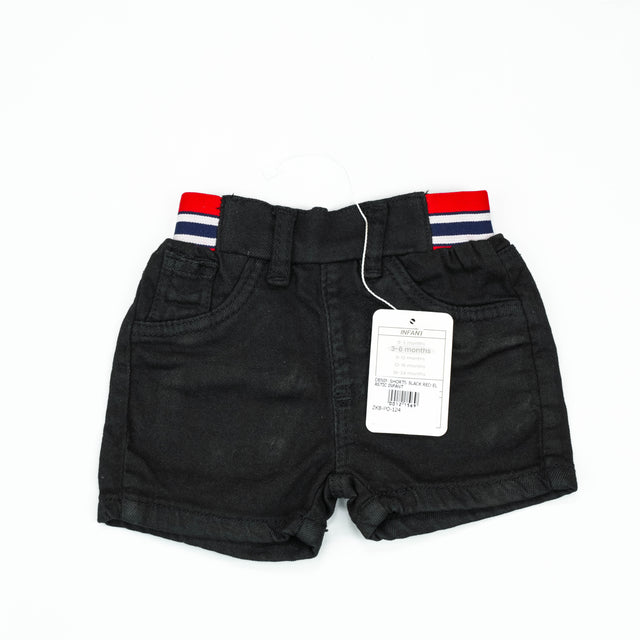 DENIM SHORTS BLACK RED ELASTIC INFANT